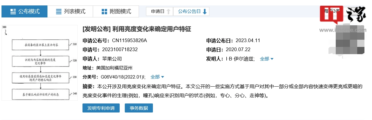 現金網：蘋果新專利公佈：通過亮度變化下的瞳孔響應等識別用戶狀態